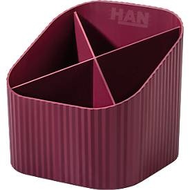 HAN, HAN KARMA 17248-17 Stifteköcher Rot Anzahl der Fächer: 4, Stiftehalter HAN Karma, 4 unterschiedlich hohe Fächer, B 111 x H 105 x T 111 mm, recycelter Kunststoff, rot