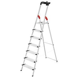 Hailo, Hailo L80 ComfortLine 8040-707 Aluminium Stufen-Stehleiter inkl. Werkzeugablage Arbeitshöhe (max.): 3.25 m Silber,, Hailo Stufen-Stehleiter ComfortLine, Standhöhe 1,50 m