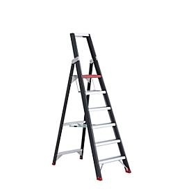 Altrex, Altrex Sicherheits-Stehleiter einseitig begehbar 6 Stufen inkl. Plattform, Stufenstehleiter Professional Topline, einseitig, Aluminium, 6 Stufen, schwarz