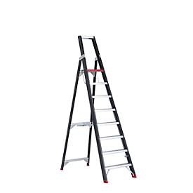 Altrex, Altrex Sicherheits-Stehleiter einseitig begehbar 8 Stufen inkl. Plattform, Stufenstehleiter Professional Topline, einseitig, Aluminium, 8 Stufen, schwarz