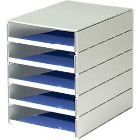 styro, styro® Schubladenbox Styroval, 5 Schübe offen, DIN C4, Polystyrol, blau, STYRO Schubladenbox grau 16-800138 5 Fächer
