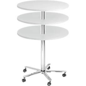 office akktiv, office akktiv Bistrotisch, höhenverstellbar Gestell verchromt lichtgrau, Säulentisch JENA, Ø 800 mm, H 720-1100 mm, lichtgrau