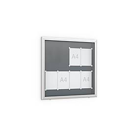 undefined, Schaukasten Softline, Quadrat 8 x A4, für Innen & Aussen, abschliessbar, 10 Magnete & Textblende, Aluminium & ESG, Rückwand anthrazitgrau RAL 7016, 
