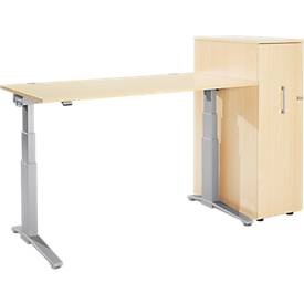 Schäfer Shop Genius, Schäfer Shop Genius 2-tlg. Büromöbel-Set, Schreibtisch ERGOSTYLE, elektrisch höhenverstellbar, Ahorn/weissaluminium, Schäfer Shop Genius 2-tlg. Büromöbel-Set, Schreibtisch ERGOSTYLE, elektrisch höhenverstellbar, Ahorn/weissaluminium