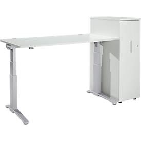 Schäfer Shop Genius, Schäfer Shop Genius 2-tlg. Büromöbel-Set, Schreibtisch ERGOSTYLE, elektrisch höhenverstellbar, lichtgrau/weissalu, Schäfer Shop Genius 2-tlg. Büromöbel-Set, Schreibtisch ERGOSTYLE, elektrisch höhenverstellbar, lichtgrau/weissalu