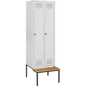Schäfer Shop Genius, Schäfer Shop Genius Kleiderspind mit Sitzbank, 2 Abteile, Sicherheitsdrehriegelverschluss, lichtgrau/lichtgrau, Schäfer Shop Genius Kleiderspind mit Sitzbank, 2 Abteile, Sicherheitsdrehriegelverschluss, lichtgrau/lichtgrau