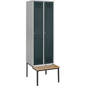 Schäfer Shop Genius, Schäfer Shop Genius Kleiderspind mit Sitzbank, 2 Abteile, Zylinderschloss, weissaluminium/anthrazit, Schäfer Shop Genius Kleiderspind mit Sitzbank, 2 Abteile, Zylinderschloss, weissaluminium/anthrazit
