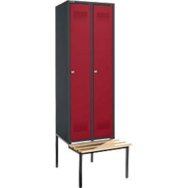 Schäfer Shop Genius, Schäfer Shop Genius Kleiderspind mit Sitzbank, 2 Abteile, Zylinderschloss, anthrazit RAL 7016/rot, Schäfer Shop Genius Kleiderspind mit Sitzbank, 2 Abteile, Zylinderschloss, anthrazit RAL 7016/rot