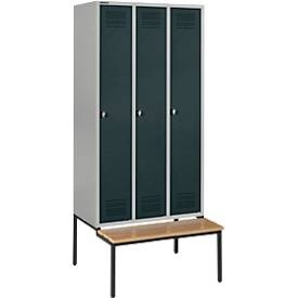 Schäfer Shop Genius, Schäfer Shop Genius Kleiderspind mit Sitzbank, 3 Abteile, Drehverschluss, hellsilber/anthrazit, Schäfer Shop Genius Kleiderspind mit Sitzbank, 3 Abteile, Drehverschluss, hellsilber/anthrazit