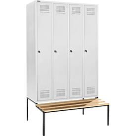 Schäfer Shop Genius, Schäfer Shop Genius Kleiderspind mit Sitzbank, 4 Abteile, 300 mm Abteilbreite, Zylinderschloss, anthrazit/rubinrot, Schäfer Shop Genius Kleiderspind mit Sitzbank, 4 Abteile, 300 mm Abteilbreite, Zylinderschloss, anthrazit/rubinrot