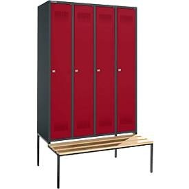 Schäfer Shop Genius, Schäfer Shop Genius Kleiderspind mit Sitzbank, 4 Abteile, Zylinderschloss, anthrazit/rot, Schäfer Shop Genius Kleiderspind mit Sitzbank, 4 Abteile, Zylinderschloss, anthrazit/rot
