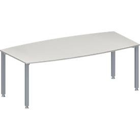 Schäfer Shop Genius, Schäfer Shop Genius Konferenztisch MODENA FLEX, Boot, 4-Fuss Quadratrohr, B 2000 x H 720-840 mm, lichtgrau/weissaluminium, Schäfer Shop Genius Konferenztisch MODENA FLEX, Boot, 4-Fuss Quadratrohr, B 2000 x H 720-840 mm, lichtgrau/weissaluminium