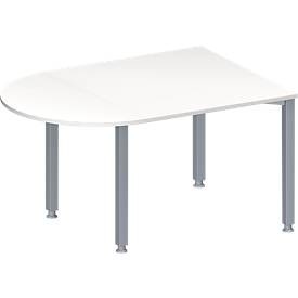 Schäfer Shop Genius, Schäfer Shop Genius Konferenztisch MODENA FLEX, Halbkreis, 4-Fuss Quadratrohr, B 1400 x T 1000 x H 720-840 mm, weiss/weissaluminium RAL 9006, Schäfer Shop Genius Konferenztisch MODENA FLEX, Halbkreis, 4-Fuss Quadratrohr, B 1400 x T 1000 x H 720-840 mm, weiss/weissaluminium RAL 9006