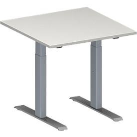 Schäfer Shop Genius, Schäfer Shop Genius Konferenztisch MODENA FLEX, Quadrat, T-Fuss Rechteckrohr, B 800 x T 800 x H 650-850 mm, lichtgrau/weissaluminium RAL 9006, Schäfer Shop Genius Konferenztisch MODENA FLEX, Quadrat, T-Fuss Rechteckrohr, B 800 x T 800 x H 650-850 mm, lichtgrau/weissaluminium RAL 9006
