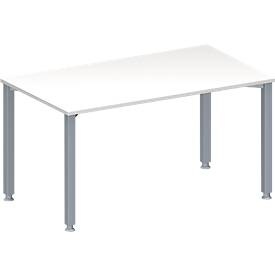 Schäfer Shop Genius, Schäfer Shop Genius Konferenztisch MODENA FLEX, Rechteck, 4-Fuss Quadratrohr, B 1400 x T 800 x H 720-840 mm, weiss/weissaluminium RAL 9006, Schäfer Shop Genius Konferenztisch MODENA FLEX, Rechteck, 4-Fuss Quadratrohr, B 1400 x T 800 x H 720-840 mm, weiss/weissaluminium RAL 9006