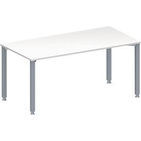Schäfer Shop Genius, Schäfer Shop Genius Konferenztisch MODENA FLEX, Rechteck, 4-Fuss Quadratrohr, B 1600 x T 800 x H 720-840 mm, weiss/weissaluminium RAL 9006, Schäfer Shop Genius Konferenztisch MODENA FLEX, Rechteck, 4-Fuss Quadratrohr, B 1600 x T 800 x H 720-840 mm, weiss/weissaluminium RAL 9006
