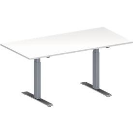 Schäfer Shop Genius, Schäfer Shop Genius Konferenztisch MODENA FLEX, Rechteck, T-Fuss Rechteckrohr, B 1600 x T 800 x H 650-850 mm, weiss/weissaluminium RAL 9006, Schäfer Shop Genius Konferenztisch MODENA FLEX, Rechteck, T-Fuss Rechteckrohr, B 1600 x T 800 x H 650-850 mm, weiss/weissaluminium RAL 9006