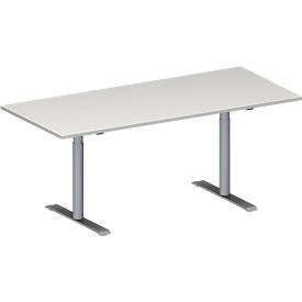 Schäfer Shop Genius, Schäfer Shop Genius Konferenztisch MODENA FLEX, Rechteck, T-Fuss Rundrohr, B 1800 x T 800 x H 650-850 mm, lichtgrau/weissaluminium RAL 9006, Schäfer Shop Genius Konferenztisch MODENA FLEX, Rechteck, T-Fuss Rundrohr, B 1800 x T 800 x H 650-850 mm, lichtgrau/weissaluminium RAL 9006