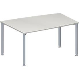 Schäfer Shop Genius, Schäfer Shop Genius Konferenztisch MODENA FLEX, Tonne, 4-Fuss Rundrohr, B 1400 x T 1000 x H 720-840 mm, lichtgrau/weissaluminium RAL 9006, Schäfer Shop Genius Konferenztisch MODENA FLEX, Tonne, 4-Fuss Rundrohr, B 1400 x T 1000 x H 720-840 mm, lichtgrau/weissaluminium RAL 9006