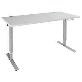 Schäfer Shop Genius, Schäfer Shop Genius Schreibtisch AERO FLEX, elektrisch höhenverstellbar, Rechteck, C-Fuss, B 1200 mm, lichtgrau/weissalu, Schäfer Shop Genius Schreibtisch AERO FLEX, elektrisch höhenverstellbar, Rechteck, T-Fuss, B 1200 mm, lichtgrau/weissalu
