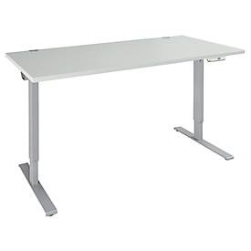 Schäfer Shop Genius, Schäfer Shop Genius Schreibtisch AERO FLEX, elektrisch höhenverstellbar, Rechteck, C-Fuss, B 1200 mm, lichtgrau/weissalu, Schäfer Shop Genius Schreibtisch AERO FLEX, elektrisch höhenverstellbar, Rechteck, T-Fuss, B 1200 mm, lichtgrau/weissalu
