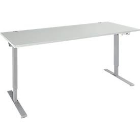 Schäfer Shop Genius, Schäfer Shop Genius Schreibtisch AERO FLEX, elektrisch höhenverstellbar, Rechteck, C-Fuss, B 1600 mm, lichtgrau/weissalu, Schäfer Shop Genius Schreibtisch AERO FLEX, elektrisch höhenverstellbar, Rechteck, C-Fuss, B 1600 mm, lichtgrau/weissalu