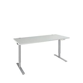 Schäfer Shop Genius, Schäfer Shop Genius Schreibtisch AERO FLEX, elektrisch höhenverstellbar, Rechteck, C-Fuss, B 1800 mm, lichtgrau/weissalu, Schäfer Shop Genius Schreibtisch AERO FLEX, elektrisch höhenverstellbar, Rechteck, T-Fuss, B 1800 mm, lichtgrau/weissalu