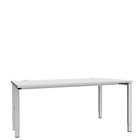 Schäfer Shop Genius, Schäfer Shop Genius Schreibtisch MODENA FLEX, 4-Fuss-Rechteckrohr, einseitig, B 1600 mm, lichtgrau