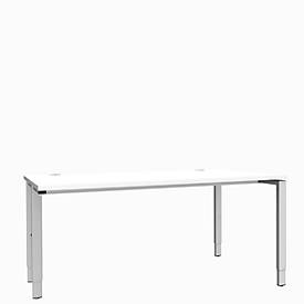 Schäfer Shop Genius, Schäfer Shop Genius Schreibtisch MODENA FLEX, 4-Fuss-Rechteckrohr, einseitig, B 1600 mm, weiss