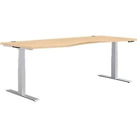 Schäfer Shop Genius, Schäfer Shop Genius Schreibtisch MODENA FLEX, elektrisch höhenverstellbar, Freiform, Ansatz links, B 1800 mm, Ahorn/weissalu, Schäfer Shop Genius Schreibtisch MODENA FLEX, elektrisch höhenverstellbar, Freiform, Ansatz links, B 1800 mm, Ahorn/weissalu