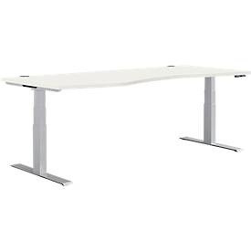 Schäfer Shop Genius, Schäfer Shop Genius Schreibtisch MODENA FLEX, elektrisch höhenverstellbar, Freiform, Ansatz links, B 1800 mm, weiss/weissalu, Schäfer Shop Genius Schreibtisch MODENA FLEX, elektrisch höhenverstellbar, Freiform, Ansatz links, B 1800 mm, weiss/weissalu