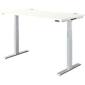 Schäfer Shop Genius, Schäfer Shop Genius Schreibtisch MODENA FLEX, elektrisch höhenverstellbar, Rechteck, T-Fuss, B 1600 x T 800 x H 645-1290 mm, weiss/weissalu, Schäfer Shop Genius Schreibtisch MODENA FLEX, elektrisch höhenverstellbar, Rechteck, T-Fuss, B 1600 x T 800 x H 645-1290 mm, weiss/weissalu