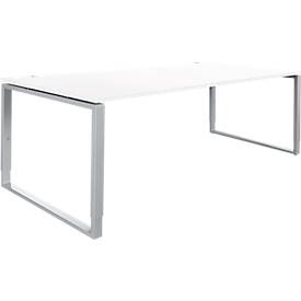 Schäfer Shop Genius, Schäfer Shop Genius Schreibtisch Modena Flex, höheneinstellbar, Rechteckform, Bügelfuss, Breite 2000 mm, weiss