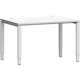 Schäfer Shop Genius, Schäfer Shop Genius Schreibtisch Modena Flex, Rechteck, 4-Fuss Rechteckrohr, B 1200 x T 800 x H 650-850 mm, lichtgrau/weissaluminium, Schäfer Shop Genius Schreibtisch Modena Flex, Rechteck, 4-Fuss Rechteckrohr, B 1200 x T 800 x H 650-850 mm, lichtgrau/weissaluminium