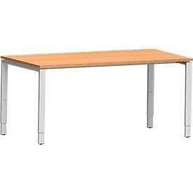 Schäfer Shop Genius, Schäfer Shop Genius Schreibtisch Modena Flex, Rechteck, 4-Fuss Rechteckrohr, B 1600 x T 800 x H 650-850 mm, Buche/weissaluminium, Schäfer Shop Genius Schreibtisch Modena Flex, Rechteck, 4-Fuss Rechteckrohr, B 1600 x T 800 x H 650-850 mm, Buche/weissaluminium