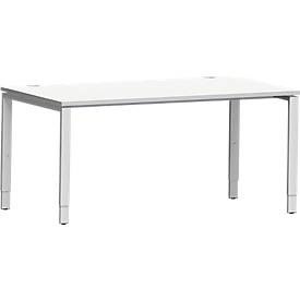 Schäfer Shop Genius, Schäfer Shop Genius Schreibtisch Modena Flex, Rechteck, 4-Fuss Rechteckrohr, B 1600 x T 800 x H 650-850 mm, lichtgrau/weissaluminium, Schäfer Shop Genius Schreibtisch Modena Flex, Rechteck, 4-Fuss Rechteckrohr, B 1600 x T 800 x H 650-850 mm, lichtgrau/weissaluminium