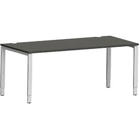 SSI Schäfer, Schreibtisch Sincero Line, 4-Fuß, Breite 1800 mm, höhenverstellbar, Schäfer Shop Genius Schreibtisch Modena Flex, Rechteck, 4-Fuss Rechteckrohr, B 1800 x T 800 x H 650-850 mm, graphit/weissaluminium