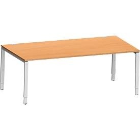Schäfer Shop Genius, Schäfer Shop Genius Schreibtisch Modena Flex, Rechteck, 4-Fuss Rechteckrohr, B 2000 x T 1000 x H 650-850 mm, Buche/weissaluminium, Schäfer Shop Genius Schreibtisch Modena Flex, Rechteck, 4-Fuss Rechteckrohr, B 2000 x T 1000 x H 650-850 mm, Buche/weissaluminium