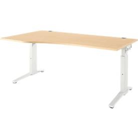 Schäfer Shop Genius, Schäfer Shop Genius Schreibtisch PLANOVA ERGOSTYLE, Ansatz links, manuell höhenverstellbar durch Imbusschlüssel, B 1800 mm, Ahorn/weiß, 