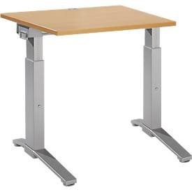 Schäfer Shop Genius, Schäfer Shop Genius Schreibtisch PLANOVA ergoSTYLE, C-Fuss, Rechteck, man. höhenverstellbar, B 800 x T 800 x H 675-895 mm, Buche-Dekor/weissalu, 