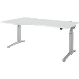 Schäfer Shop Genius, Schäfer Shop Genius Schreibtisch PLANOVA ERGOSTYLE, elektrisch höhenverstellbar, Freiform, Ansatz links, C-Fuß, B 1800 mm, lichtgrau/weißalu, Schäfer Shop Genius Schreibtisch PLANOVA ERGOSTYLE, elektrisch höhenverstellbar, Freiform, Ansatz links, C-Fuß, B 1800 mm, lichtgrau/weißalu