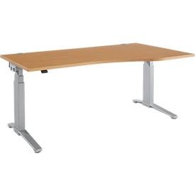 Schäfer Shop Genius, Schäfer Shop Genius Schreibtisch PLANOVA ERGOSTYLE, elektrisch höhenverstellbar, Freiform, Ansatz rechts, C-Fuss, B 1800 mm, Buche/weissalu, Schäfer Shop Genius Schreibtisch PLANOVA ERGOSTYLE, elektrisch höhenverstellbar, Freiform, Ansatz rechts, C-Fuss, B 1800 mm, Buche/weissalu