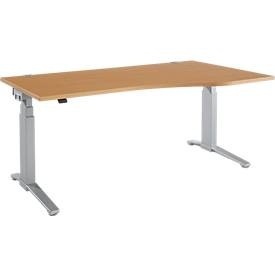 Schäfer Shop Genius, Schäfer Shop Genius Schreibtisch PLANOVA ERGOSTYLE, elektrisch höhenverstellbar, Freiform, Ansatz rechts, C-Fuss, B 1800 mm, lichtgrau/weissalu, Schäfer Shop Genius Schreibtisch PLANOVA ERGOSTYLE, elektrisch höhenverstellbar, Freiform, Ansatz rechts, C-Fuss, B 1800 mm, lichtgrau/weissalu