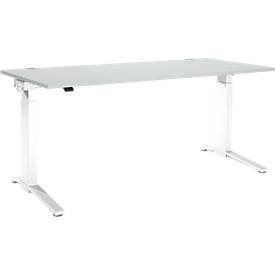Schäfer Shop Genius, Schäfer Shop Genius Schreibtisch PLANOVA ERGOSTYLE, elektrisch höhenverstellbar, Rechteck, C-Fuss, B 1800 x T 800 x H 715-1182 mm, lichtgrau/weiss, 