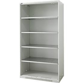Schäfer Shop Genius, Schäfer Shop Genius Schwerlastregal-Schrank FS, Stahlblech, B 1055 x T 520 x H 1950 mm, 5 OH, Lichtgrau, bis 1000 kg, Schäfer Shop Genius Schwerlastregal-Schrank FS, Stahlblech, B 1055 x T 520 x H 1950 mm, 5 OH, Lichtgrau, bis 1000 kg