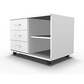 Schäfer Shop Select, Schäfer Shop Select Mobiles Sideboard, Regal + 3 Schübe + Utensilienschub, B 800, anstellbar links, weiss, Schäfer Shop Select Mobiles Sideboard, Regal + 3 Schübe + Utensilienschub, B 800, anstellbar links, weiss
