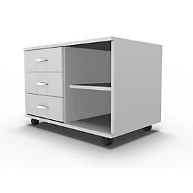 Schäfer Shop Select, Schäfer Shop Select Mobiles Sideboard, Regal + 3 Schübe + Utensilienschub, B 800, anstellbar links, lichtgrau, Schäfer Shop Select Mobiles Sideboard, Regal + 3 Schübe + Utensilienschub, B 800, anstellbar links, lichtgrau