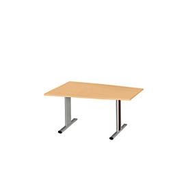 Schäfer Shop Select, Schäfer Shop Select Besprechungstisch MODENA Basic, Tonne, T-Fuss, B 1400 x T 1000 x H 717 mm, Buche/weissaluminium RAL 9006, Schäfer Shop Select Besprechungstisch MODENA Basic, Tonne, T-Fuss, B 1400 x T 1000 x H 717 mm, Buche/weissaluminium RAL 9006