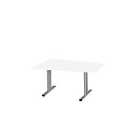 Schäfer Shop Select, Schäfer Shop Select Besprechungstisch MODENA Basic, Tonne, T-Fuss, B 1400 x T 1000 x H 717 mm, weiss/weissaluminium RAL 9006, Schäfer Shop Select Besprechungstisch MODENA Basic, Tonne, T-Fuss, B 1400 x T 1000 x H 717 mm, weiss/weissaluminium RAL 9006