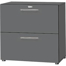 Schäfer Shop Select, Schäfer Shop Select HR-Schrank Start Off, 2 OH, abschliessbar, B 800 x T 420 x H 744 mm, Holz, graphit/graphit, Schäfer Shop Select HR-Schrank Start Off, 2 OH, abschliessbar, B 800 x T 420 x H 744 mm, Holz, graphit/graphit